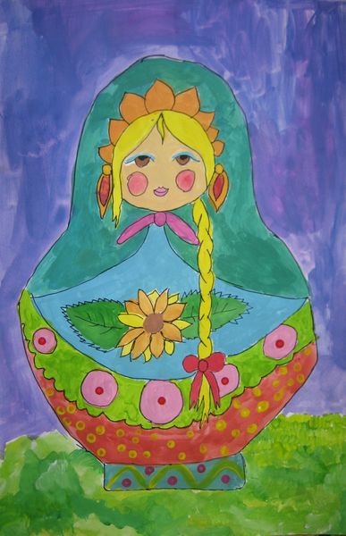 Art Studio PALETTE. Aleksandra Malisheva Picture.  Marker, Tempera Dec. Art Matryoshka  